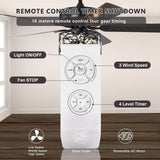 Bella Depot 52" Modern Black Crystal Ceiling Fan with Remote Control and Light Kit, 3-Speed Reversible Blades - 52 Inches