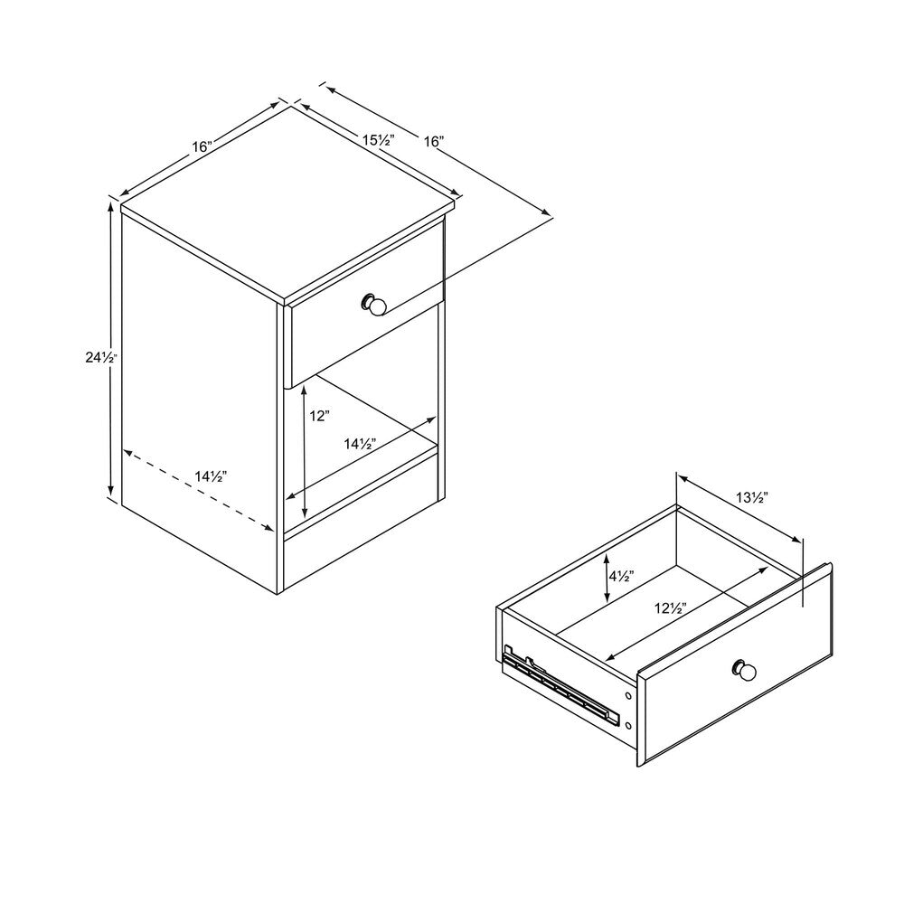 Bella Tall 1-Drawer Night Stand, White