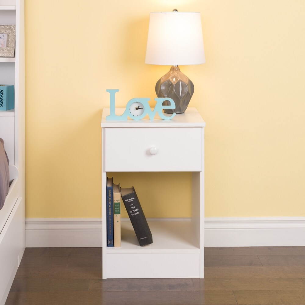 Bella Tall 1-Drawer Night Stand, White