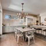 Belladepot 6-Light Distressed Wood Mid-Century Chandelier For Kitchen Island Lighting French Country Style - Disressed Wood