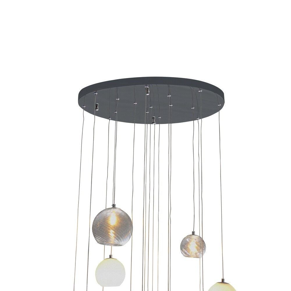Belleza 25 Light Swirled Glass and Frosted Glass Round LED Chandelier