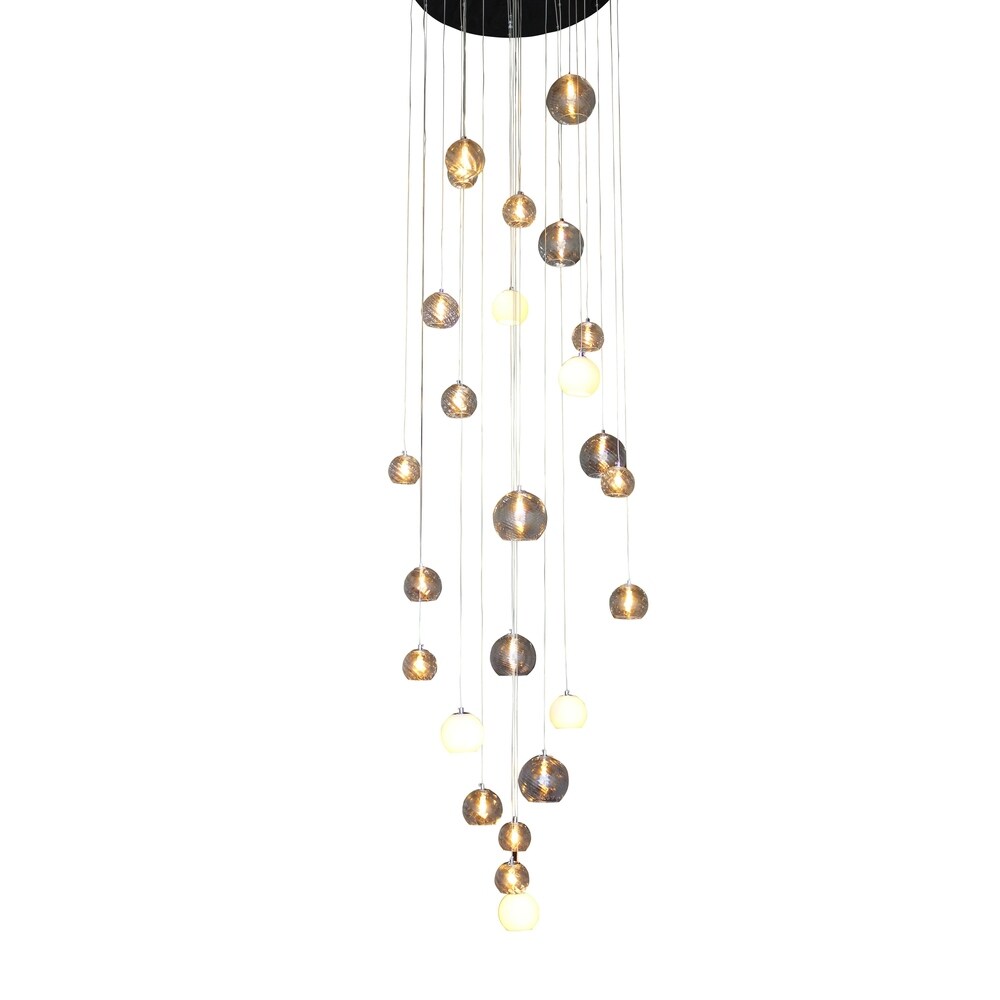 Belleza 25 Light Swirled Glass and Frosted Glass Round LED Chandelier