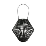 Bellied Shape Bamboo and Metal Lantern with Tapered Bottom, Large, Black