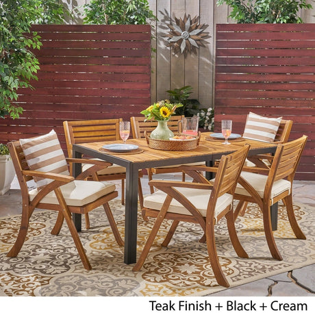 Bellmill Outdoor 6-Seater Rectangular Acacia Wood Dining Set by Christopher Knight Home