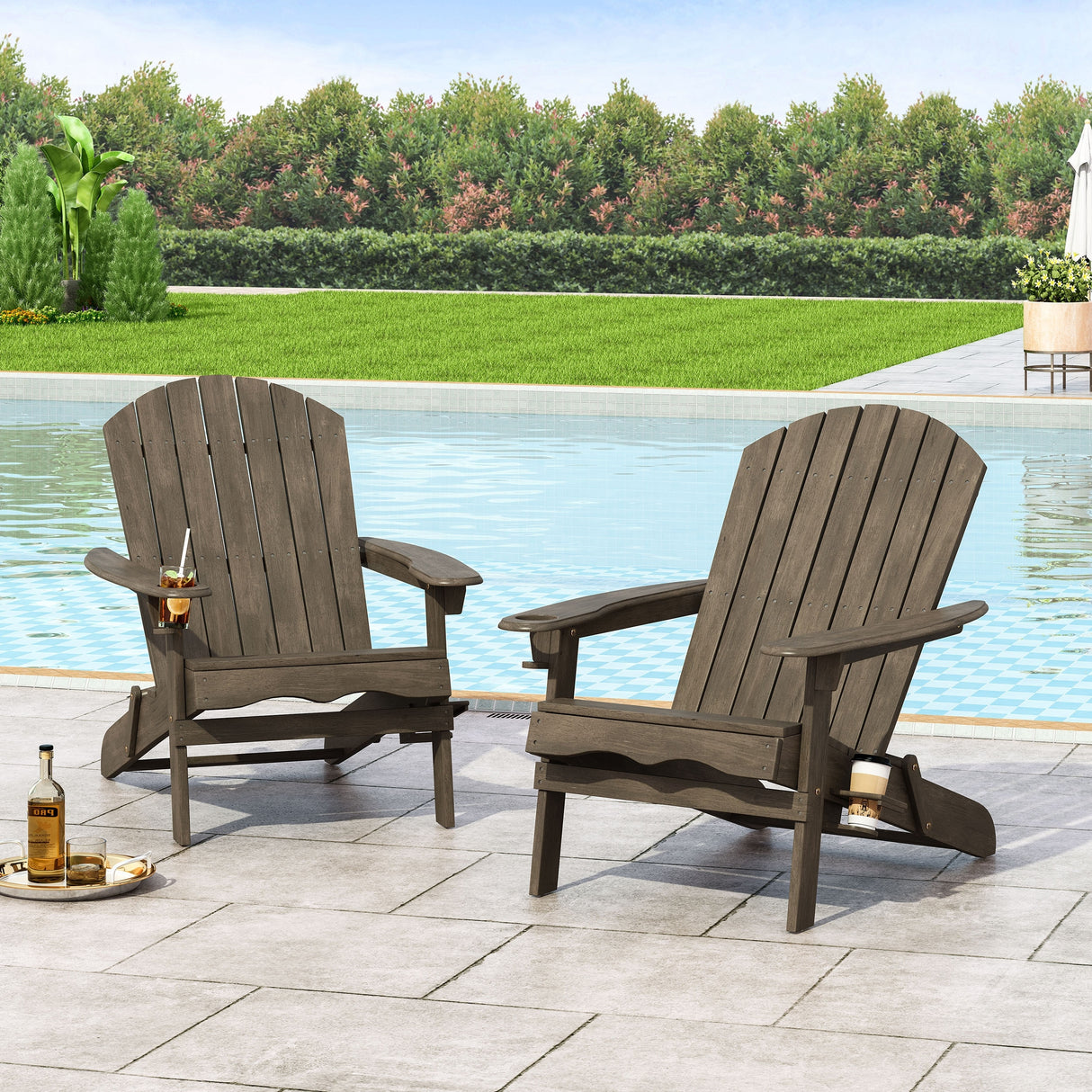 Bellwood Outdoor Acacia Wood Folding Adirondack Chairs (Set of 2) by Christopher Knight Home