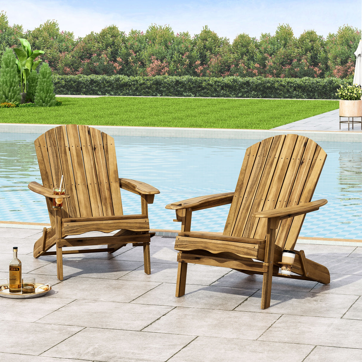 Bellwood Outdoor Acacia Wood Folding Adirondack Chairs (Set of 2) by Christopher Knight Home