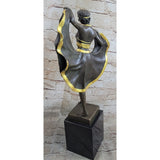 Belly Dancer Lifting Skirt Art Deco Bronze Statue Sculpture On Marble Base By Bergman