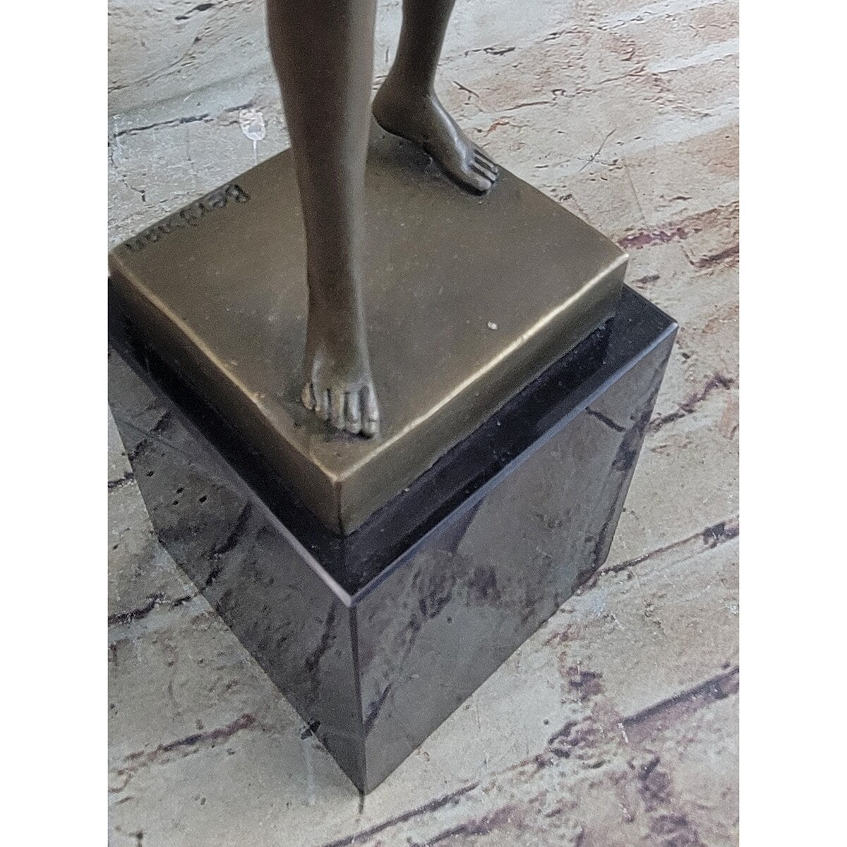 Belly Dancer Lifting Skirt Art Deco Bronze Statue Sculpture On Marble Base By Bergman
