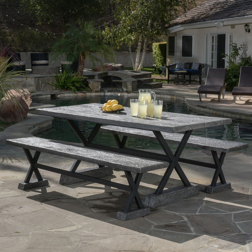 Numana Outdoor 3-piece Lightweight Concrete Dining Set