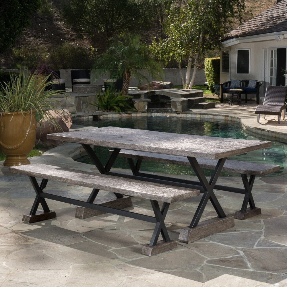 Numana Outdoor 3-piece Lightweight Concrete Dining Set