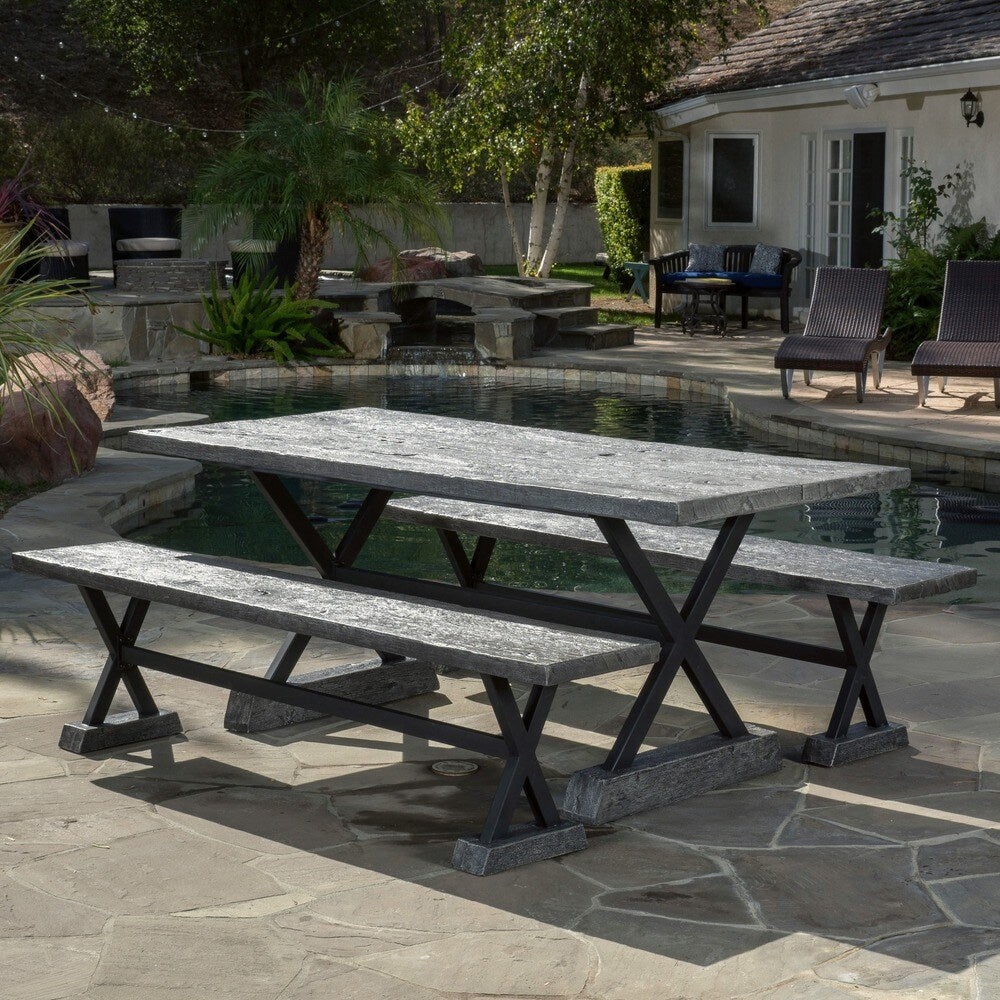 Numana Outdoor 3-piece Lightweight Concrete Dining Set