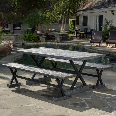 Numana Outdoor 3-piece Lightweight Concrete Dining Set