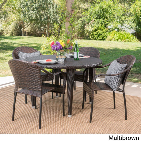 Belvedere Outdoor 5-piece Round Dining Set by Christopher Knight Home