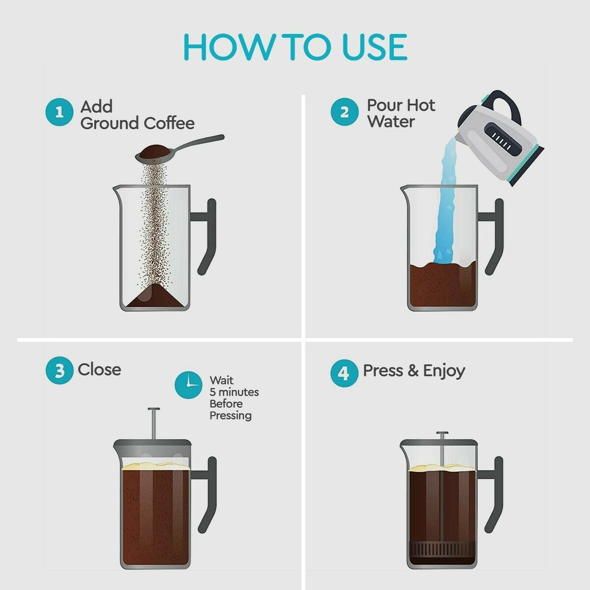 Belwares Stainless Steel Large French Press Coffee Maker 34oz