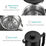 Belwares Stainless Steel Large French Press Coffee Maker 34oz