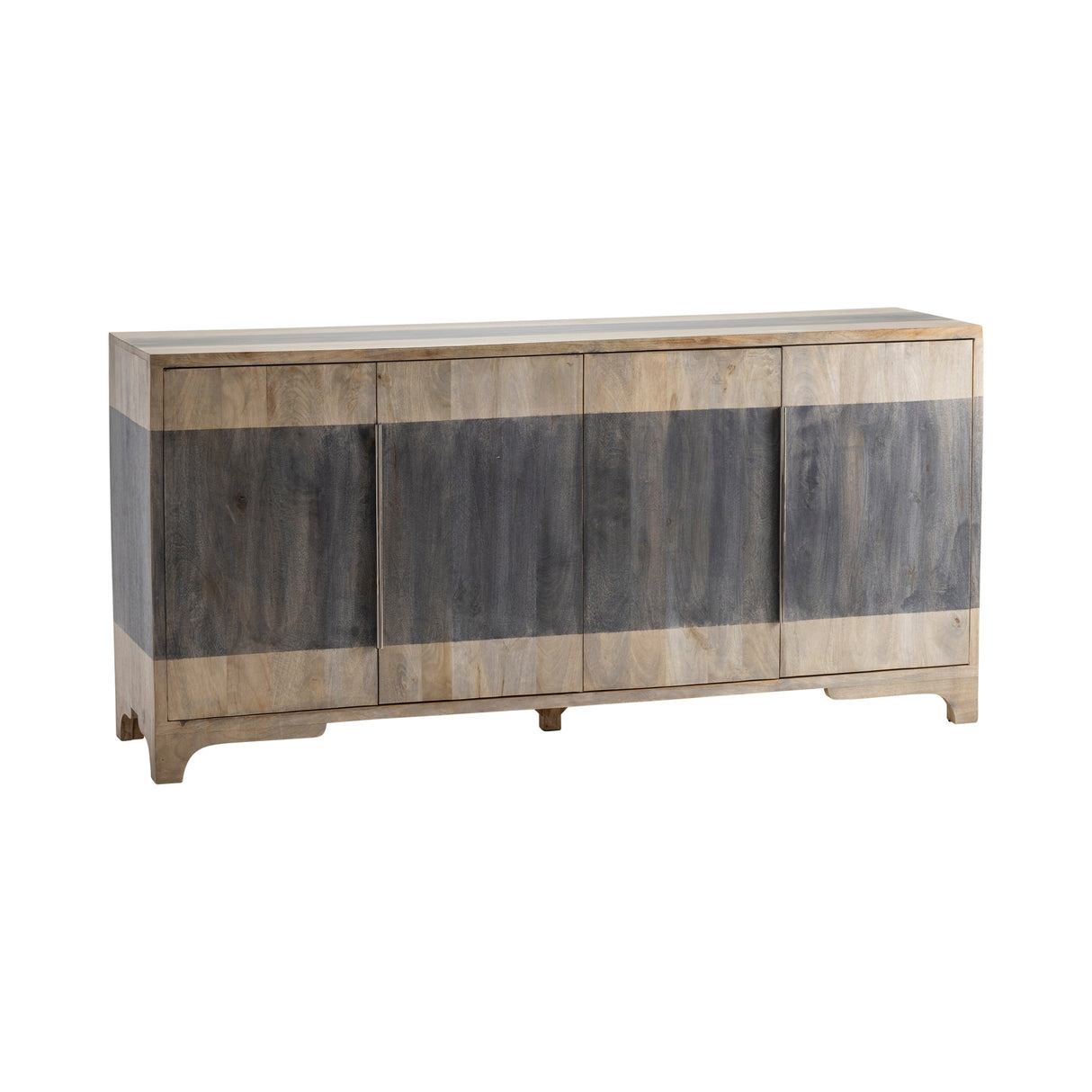 Mango Wood Four-Door Two Toned Living Room Buffet Sideboard, Coffee Bar Cabinet - 70"W x 18"D x 33.5"H