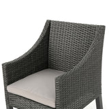 Benjamin Outdoor 7-piece Oval Wicker Dining Set with Cushions by Christopher Knight Home
