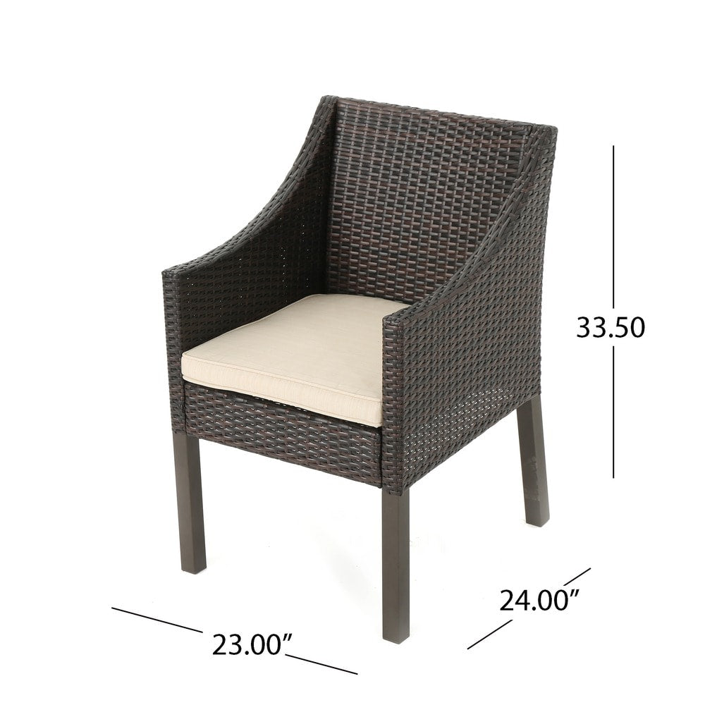 Benjamin Outdoor 7-piece Oval Wicker Dining Set with Cushions by Christopher Knight Home