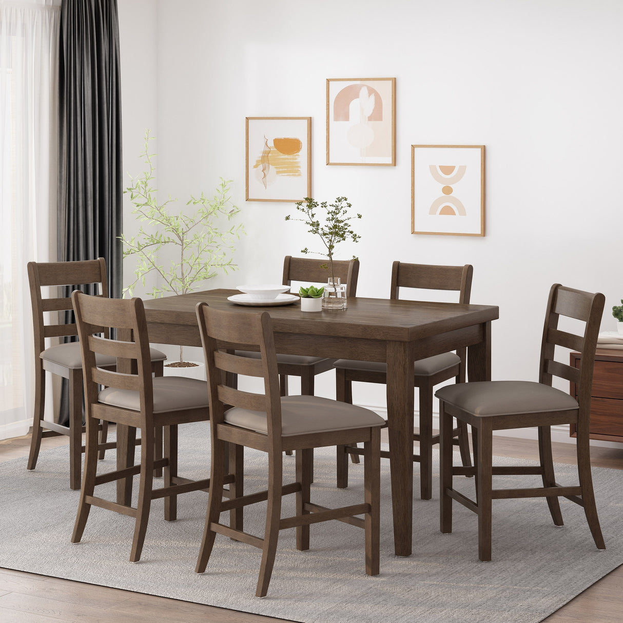 Benner Farmhouse Wood Counter Height 7 Piece Dining Set by Christopher Knight Home