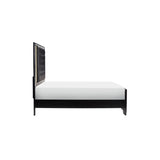 Bennett 4 Piece Black Modern Faux Leather LED Upholstered Tufted Panel Bedroom Set