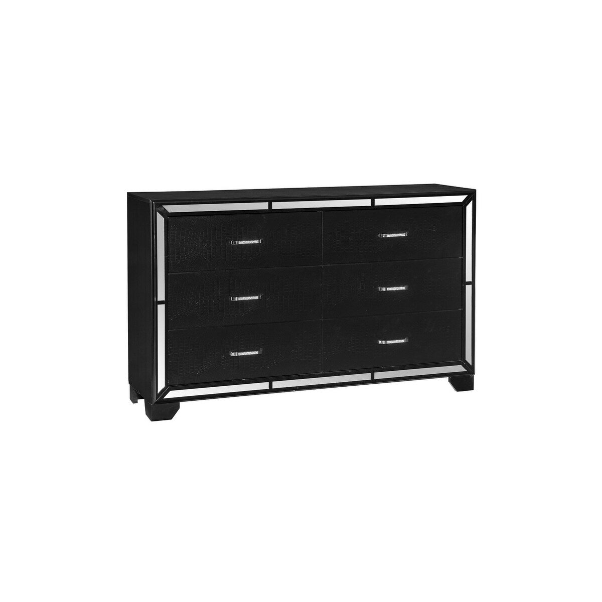 Bennett 4 Piece Black Modern Faux Leather LED Upholstered Tufted Panel Bedroom Set