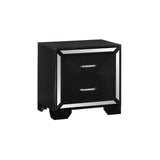 Bennett 4 Piece Black Modern Faux Leather LED Upholstered Tufted Panel Bedroom Set