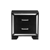 Bennett 4 Piece Black Modern Faux Leather LED Upholstered Tufted Panel Bedroom Set