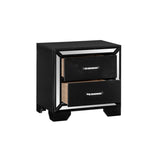 Bennett 4 Piece Black Modern Faux Leather LED Upholstered Tufted Panel Bedroom Set
