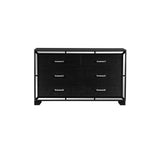 Bennett 4 Piece Black Modern Faux Leather LED Upholstered Tufted Panel Bedroom Set