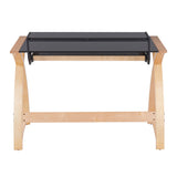 Bentley Mid-Century Modern Office Desk in Natural Wood and Black Glass