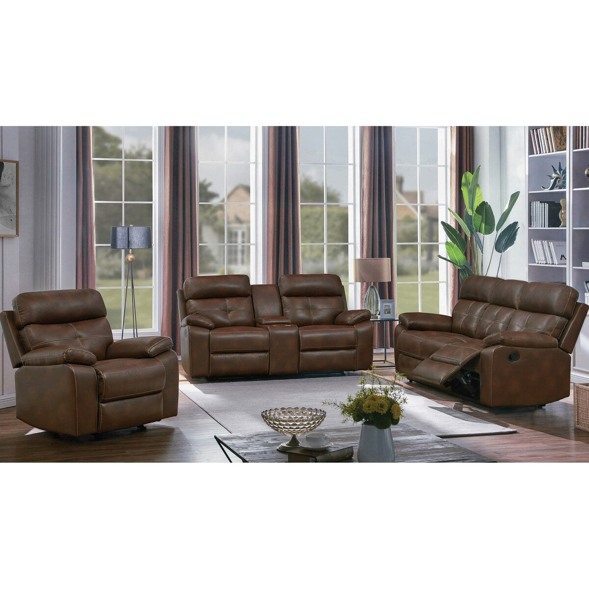 Benton Brown 3-piece Faux Leather Living Room Set