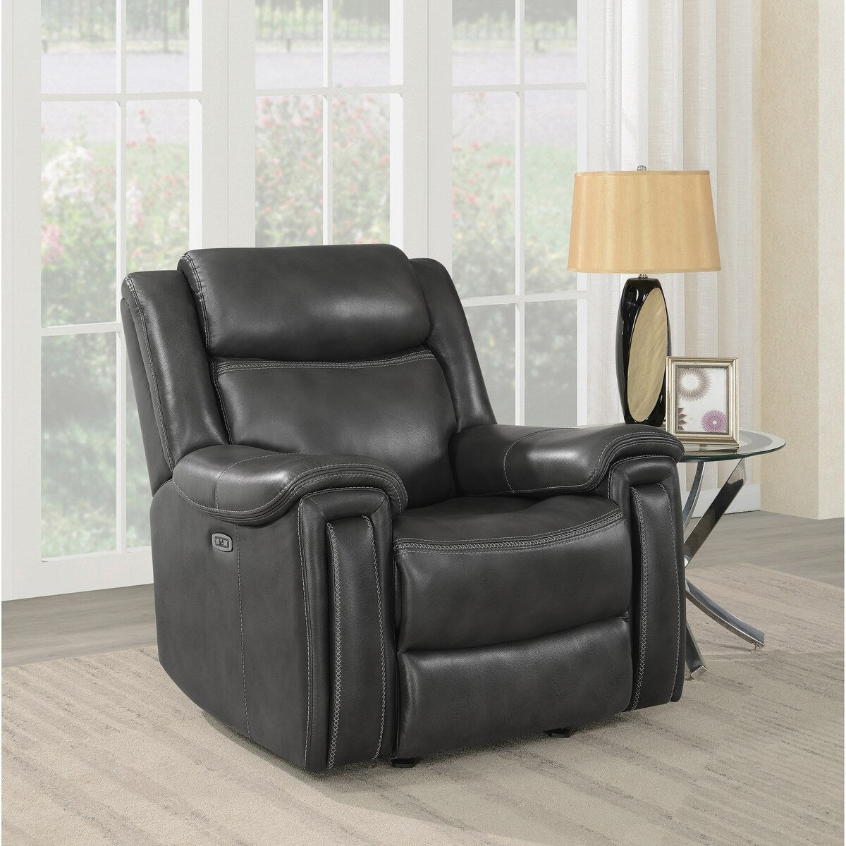 Benton Charcoal Upholstered Power^2 Glider Recliner