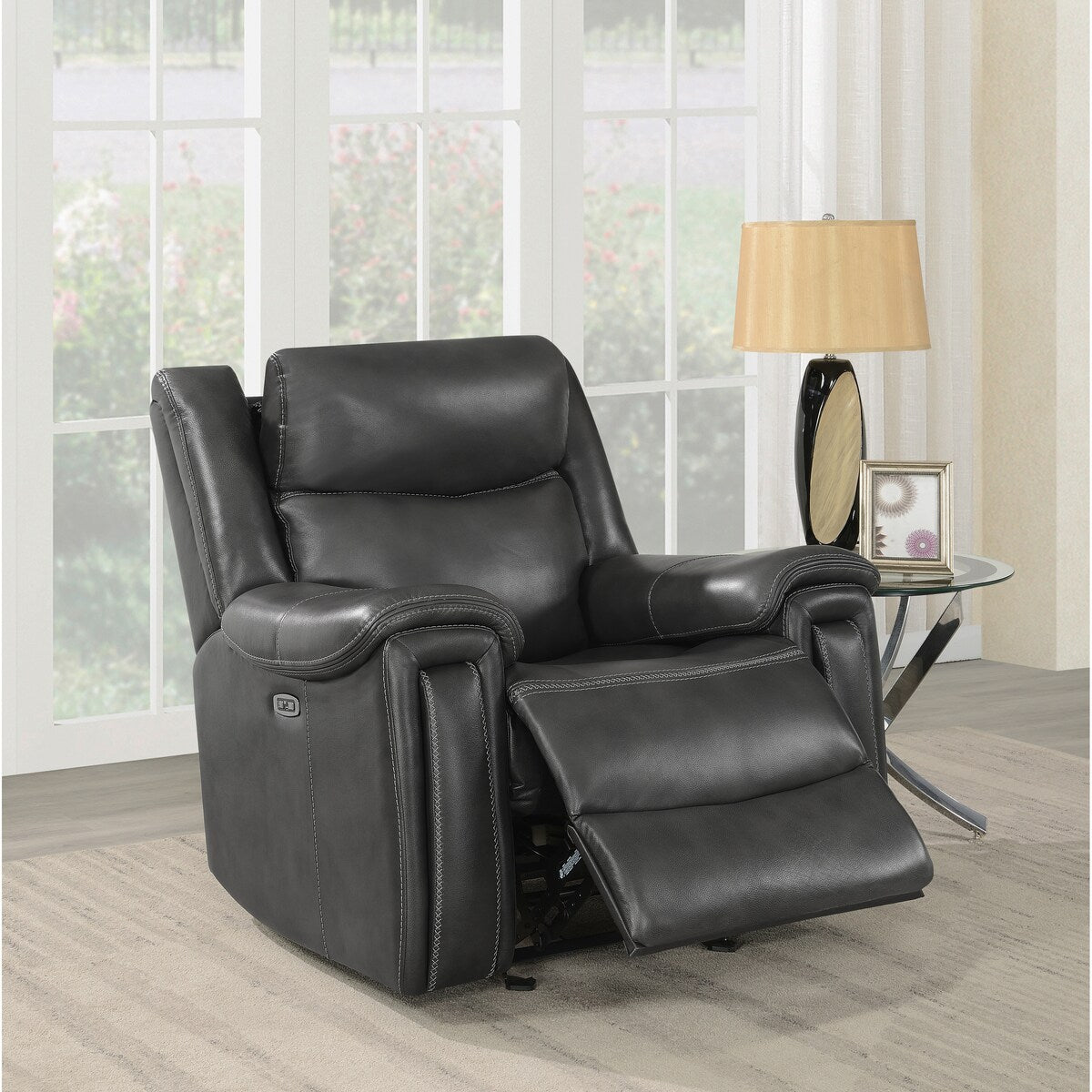 Benton Charcoal Upholstered Power^2 Glider Recliner
