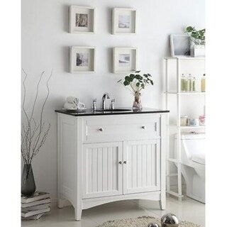 37" Benton Collection Thomasville White Cottage Style Bathroom Vanity