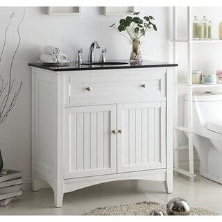 37" Benton Collection Thomasville White Cottage Style Bathroom Vanity