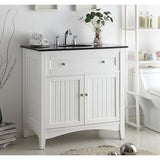 37" Benton Collection Thomasville White Cottage Style Bathroom Vanity