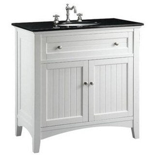 37" Benton Collection Thomasville White Cottage Style Bathroom Vanity
