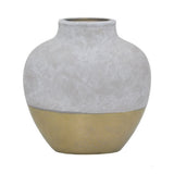 Benzara Grey/Gold 9-inch Ceramic Vase