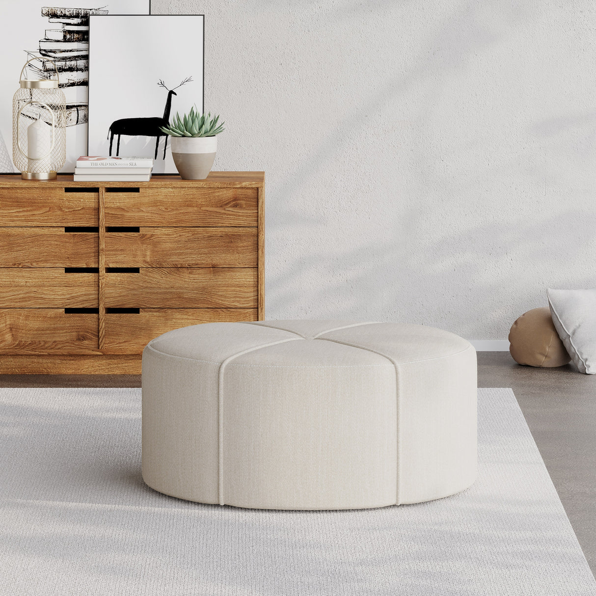 Bergeson Upholstered Round Ottoman by Christopher Knight Home