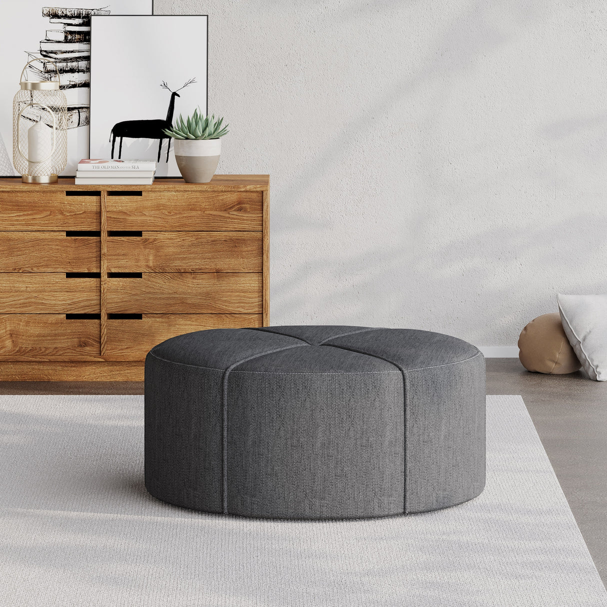 Bergeson Upholstered Round Ottoman by Christopher Knight Home