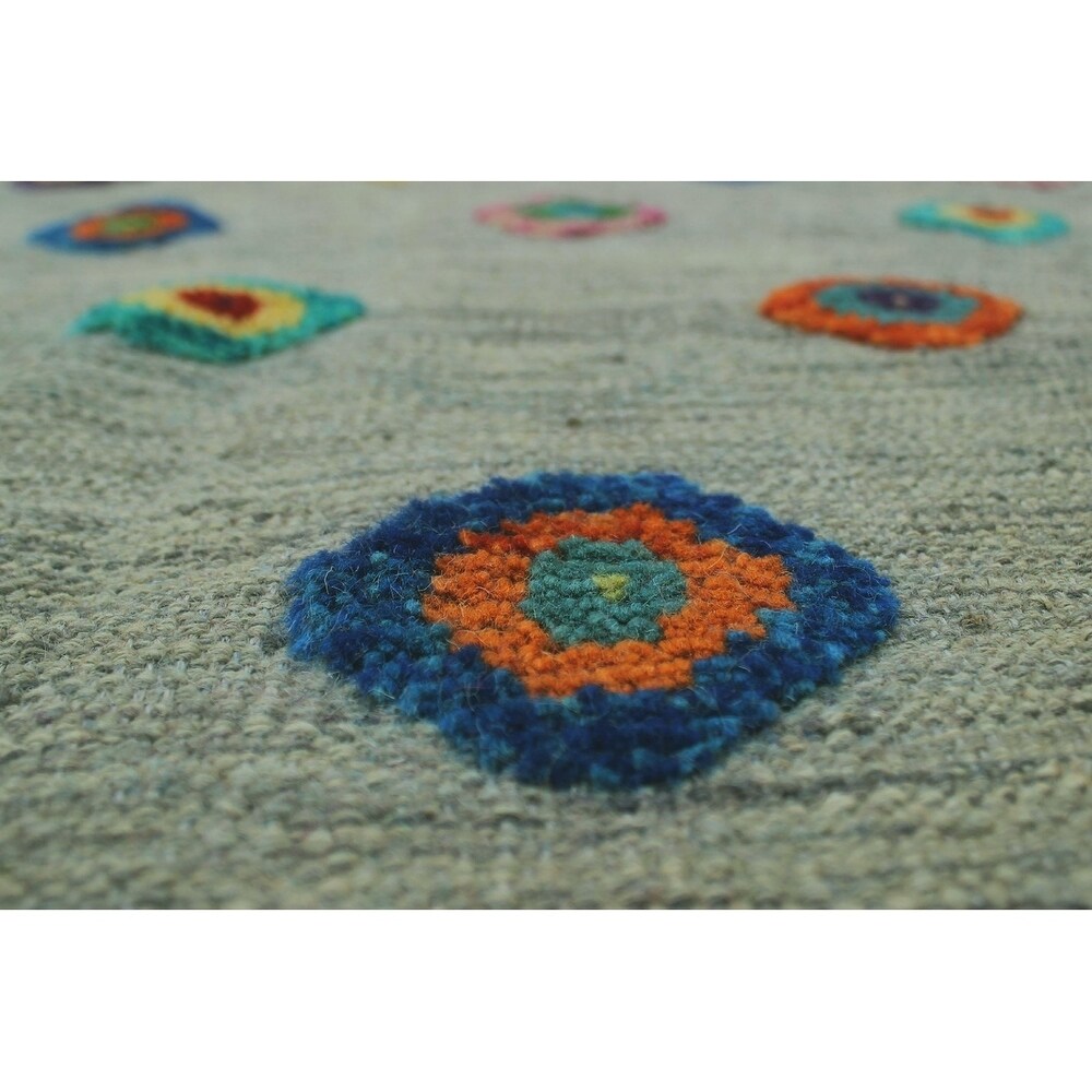 Berjesta Kilim Habiba Grey/Ivory Rug (8'7 x 11'3)