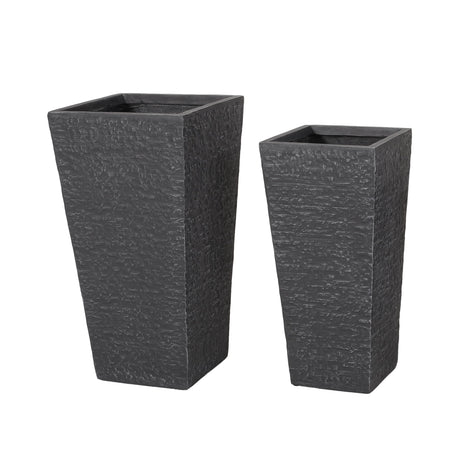 Berkamn Outdoor Large and Medium Cast Stone Planters (Set of 2) by Christopher Knight Home