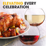 Berkware Set of 2 Sparkling Colored Stemless Wine Glass
