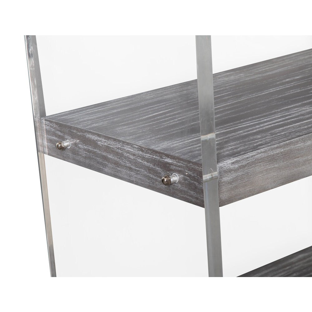 Berlin Clear Lucite and Grey Veneer Pine Bookcase