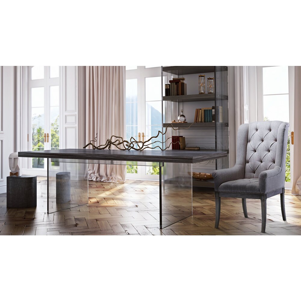 Berlin Clear Lucite and Grey Veneer Pine Bookcase