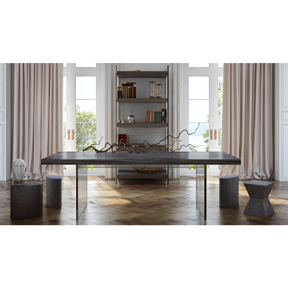 Berlin Clear Lucite and Grey Veneer Pine Bookcase