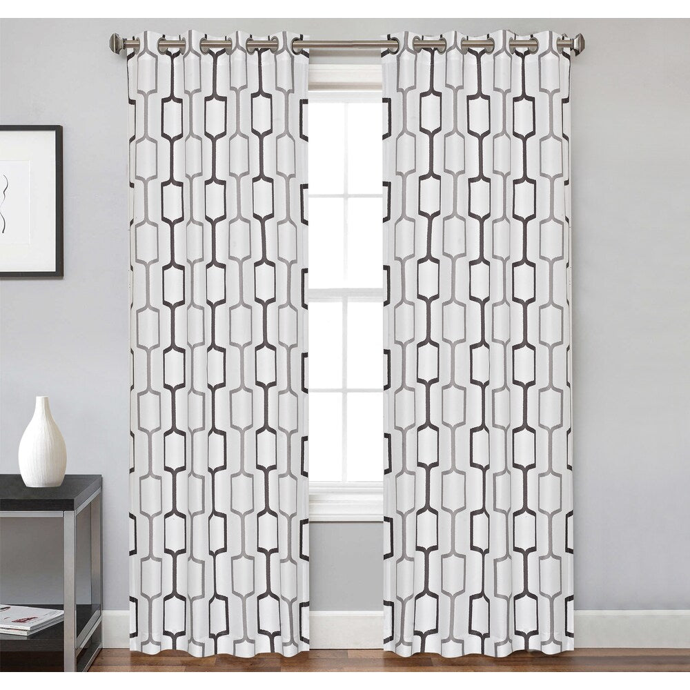 Mahned Geometric Grommet 84-inch Curtain Panel Pair