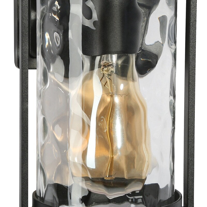 Bern 1-Light Black Outdoor Wall Sconce Clear Glass Exterior Lighting - L 5.5" X W 6.7" X H 10.2"