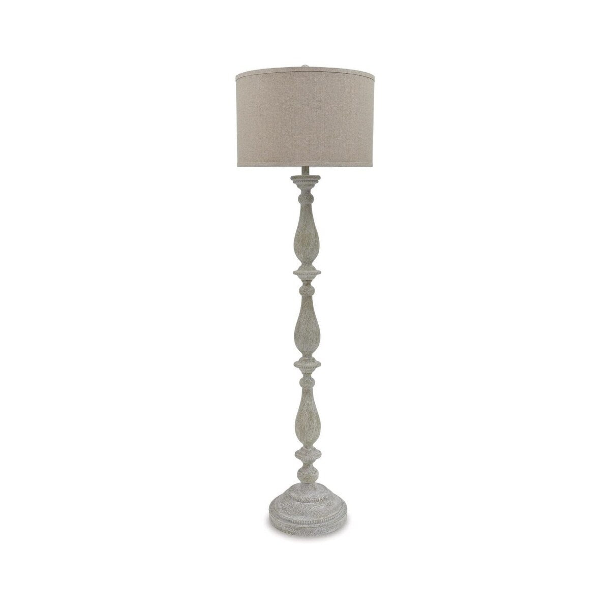 Bernadate Cottage 61" Candlestick Design Floor Lamp, Whitewash - White