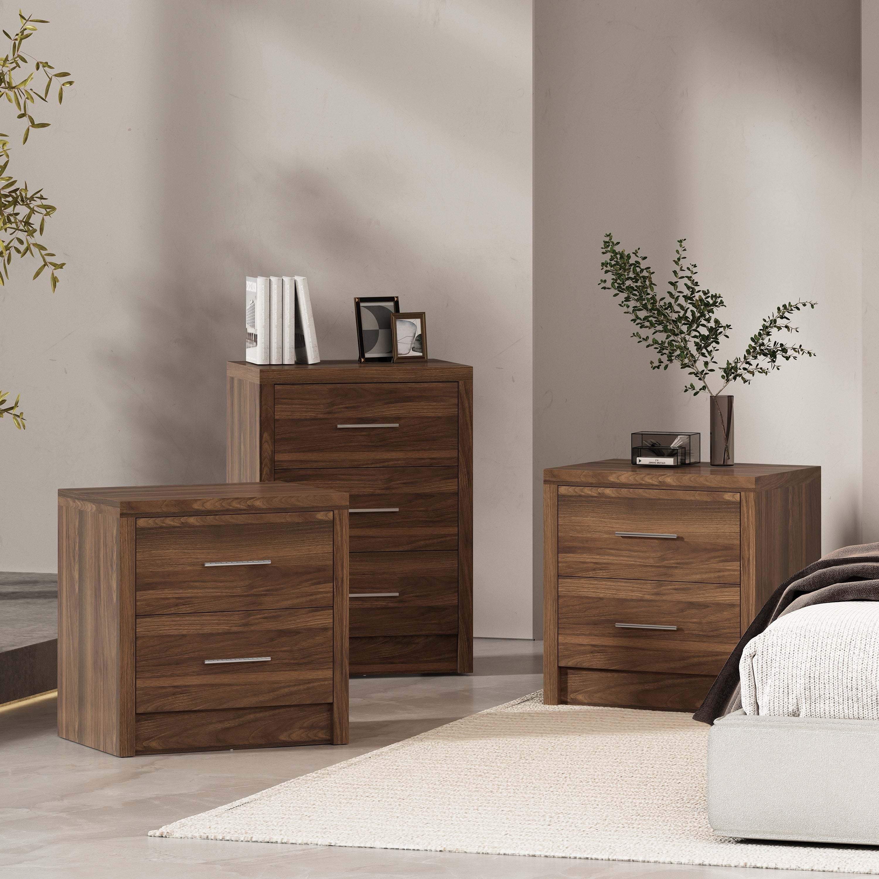 Berrett 3 Piece 3 Drawer Dresser and Nightstand Bedroom Set by Christo Overstock